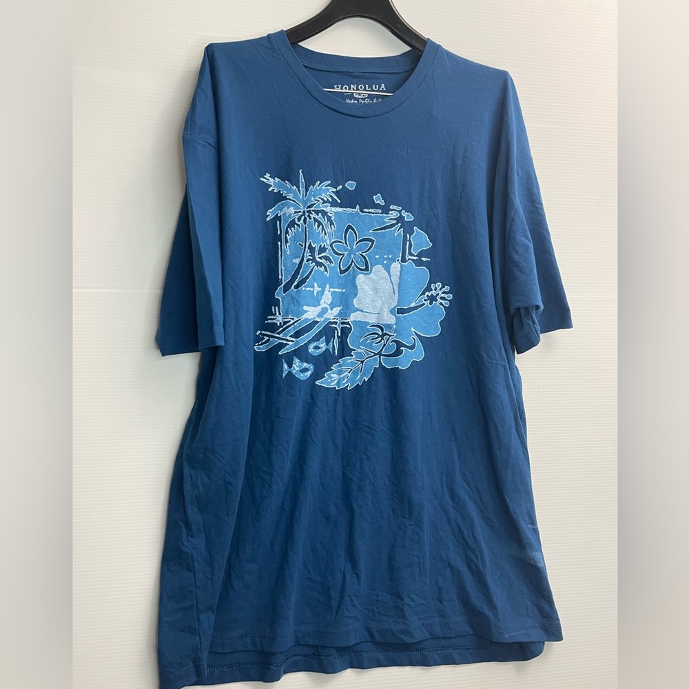 Shomolus Surf Co. Tee Shirt Crew neck Island Hawaii Graphic Blue 3xL
